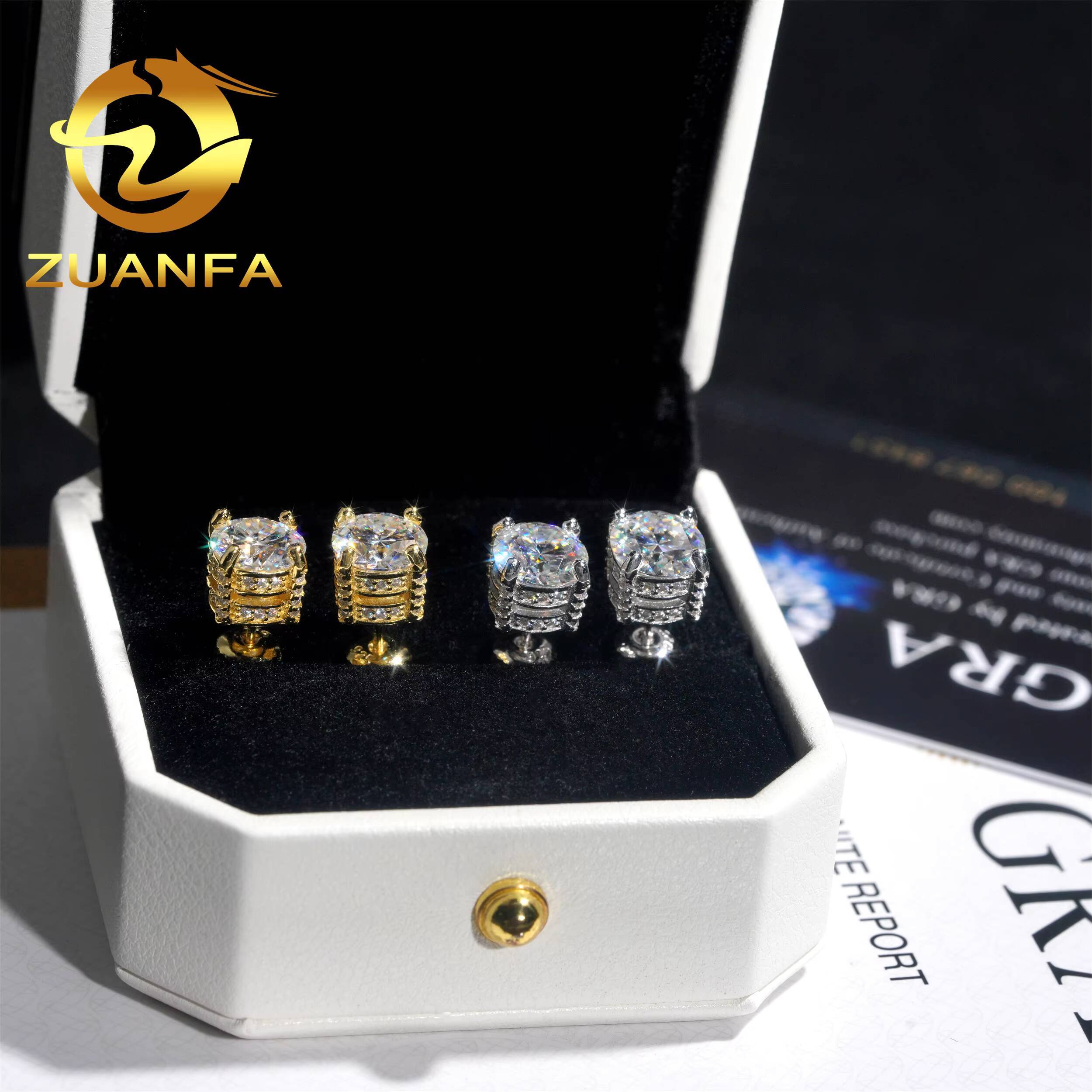 4 Prong Round Shape Earrings Moissanite 925 Silver 5mm 65mm 8mm Moissanite Stud Earrings Screw Back Pass Diamond Tester