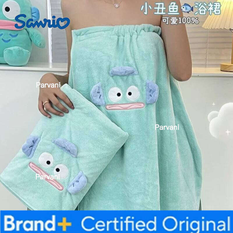 Sanrio CharacterCartoon Hangyodon Towel With Dry Hair Cap Suitable Women Can Wrapped Adult Children Cartoon Bath Towels H260130