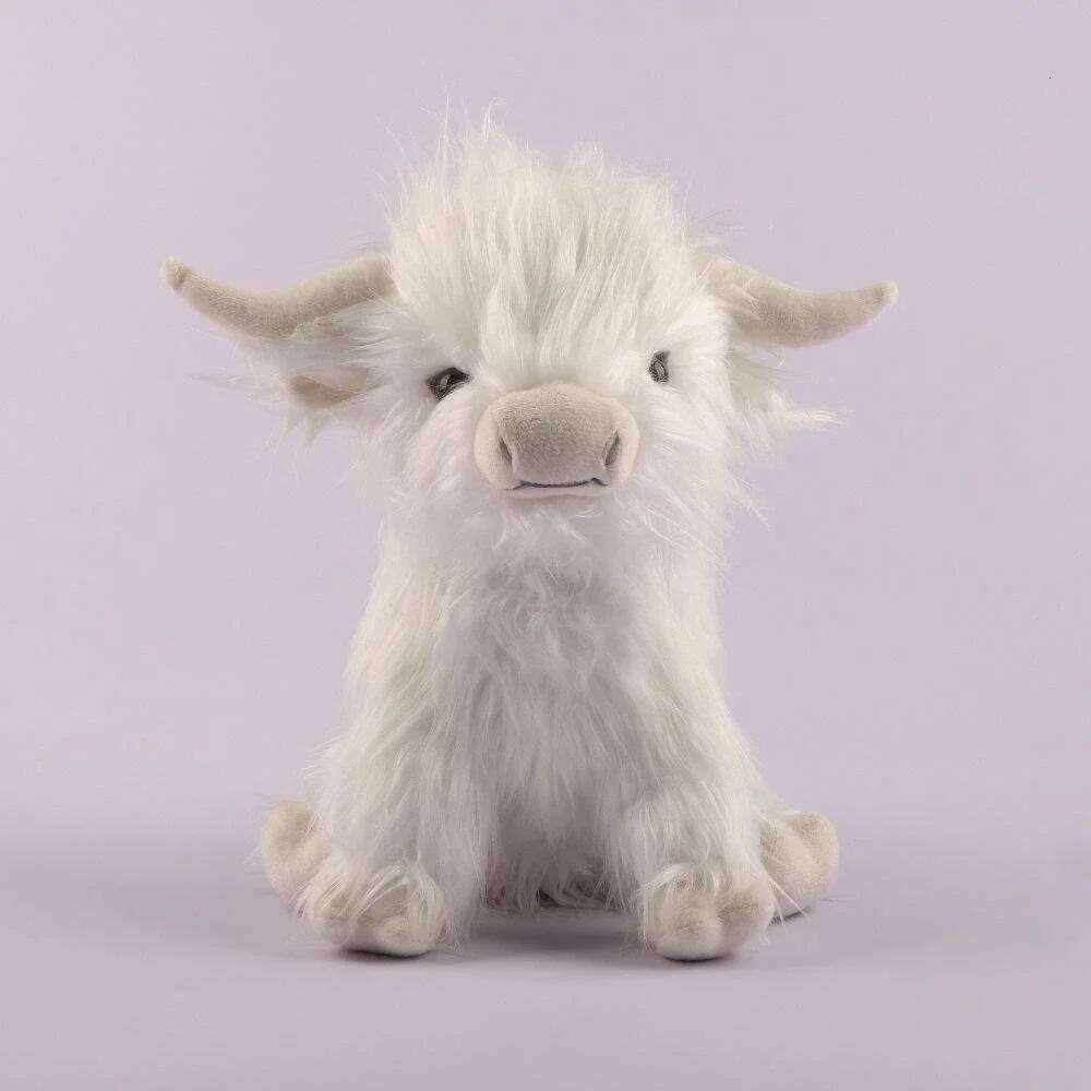 25cm Simulated Scottish Highland Cow Plush Toy Blue Variant Cute Fairy Calf Baby Animal Child Birthday Christmas Gift Y260128