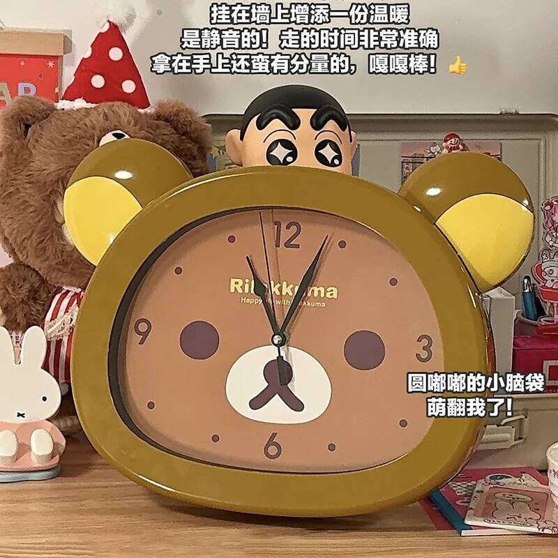 Rilakkuma Cute Cartoon Wall Alarm Silent Quartz Clock Hanging Standing Living Room Bedroom Sweeping Second W260130