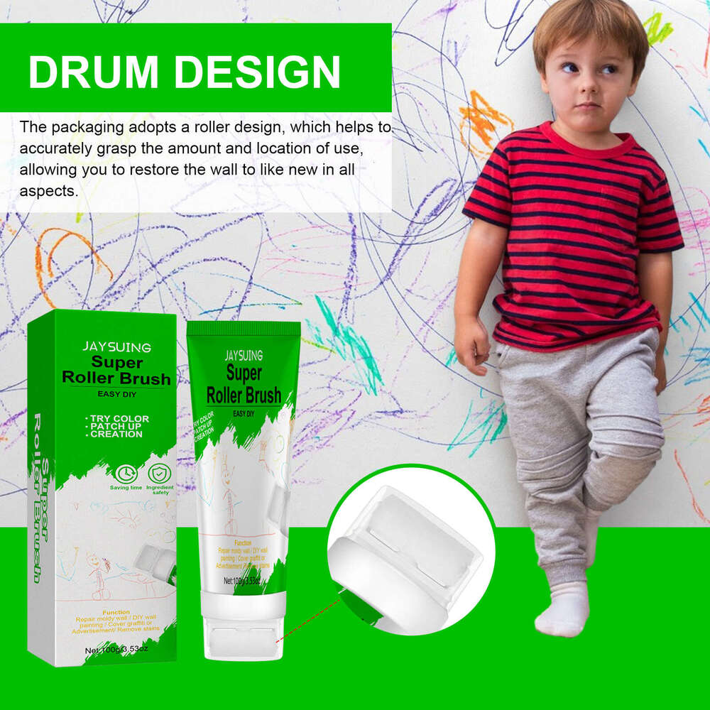 Jaysuing Roller Brush Household Wall Surface Covering Stain Graffiti Crack Repair Maintenance Renovation Paste S260130