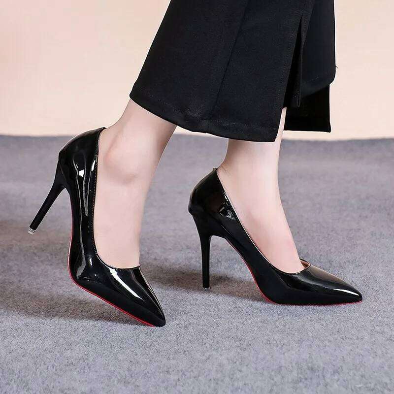 Sexy Red Bottom Classic Ladies Pumps Autumn Leather Dress Heel Shoes for Women Banquet Wedding High Heels