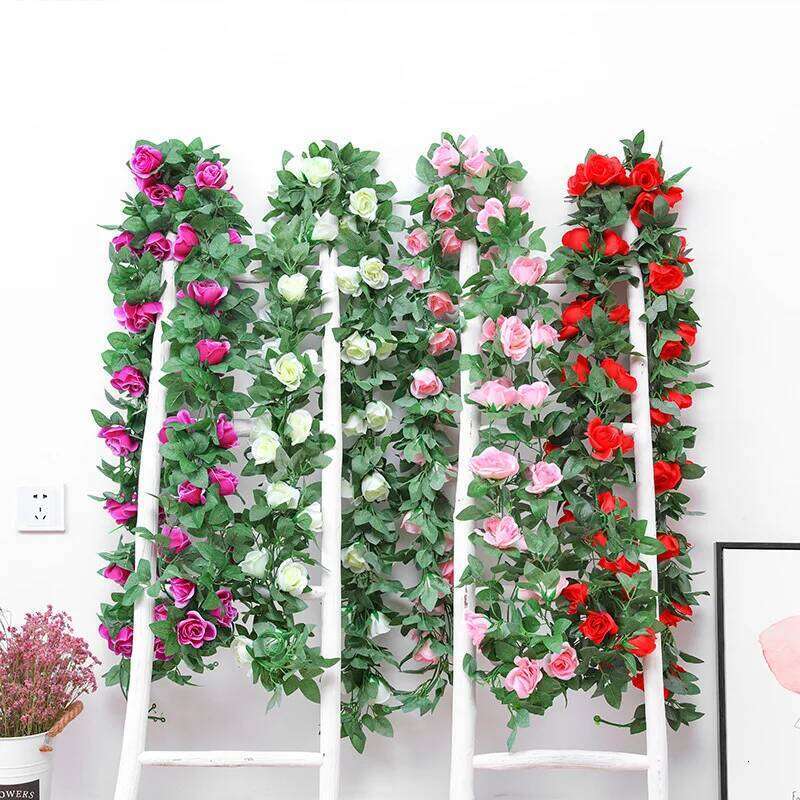 1pc 250CM Home Decoration Living Room Ceiling Wedding Wrapping Wall Hanging Silk Artificial Rose Vine Han Y260130