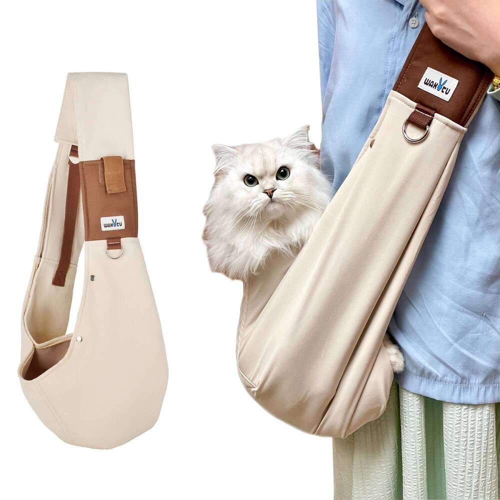 Wakytu Sling Small Dogs Reversible Front Dog Carrier with Adjustable Strap Hands Free Pet Papoose Bag for Travel 26H0130