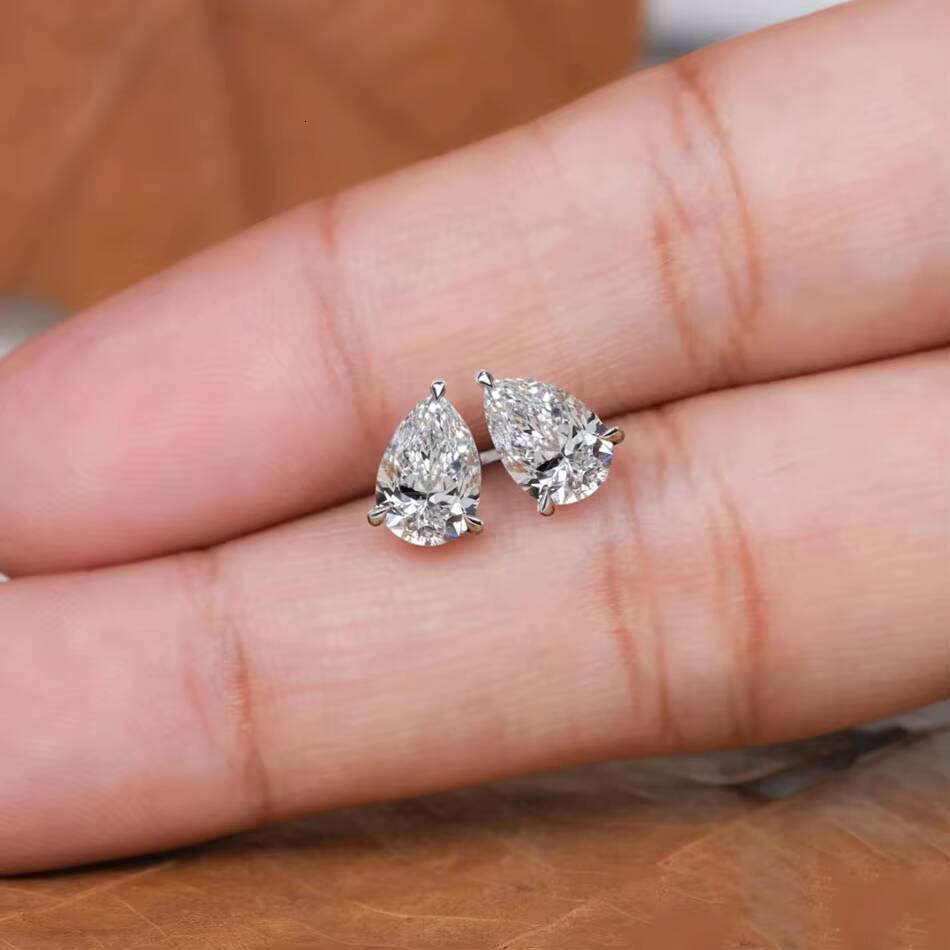 1/2/4 Ct IGI Certified Lab Grown Pear Cut VVS1 Clarity 3 Prong Solid Rose Gold Unisex Trendy Diamond Earrings 10K/14K/18K