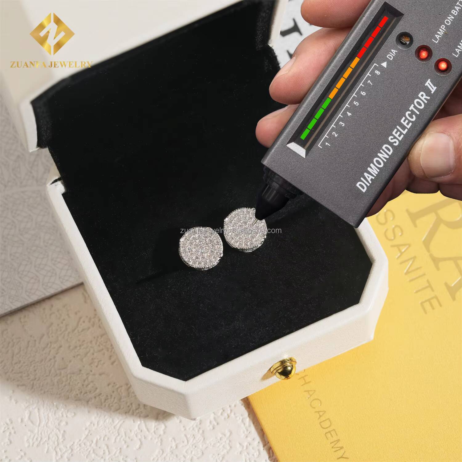 Pass Diamond Tester Bulk Stock Best Selling Hip Hop Rapper 925 Sterling Silver VVS1 Moissanite Stud Earring Screw Back