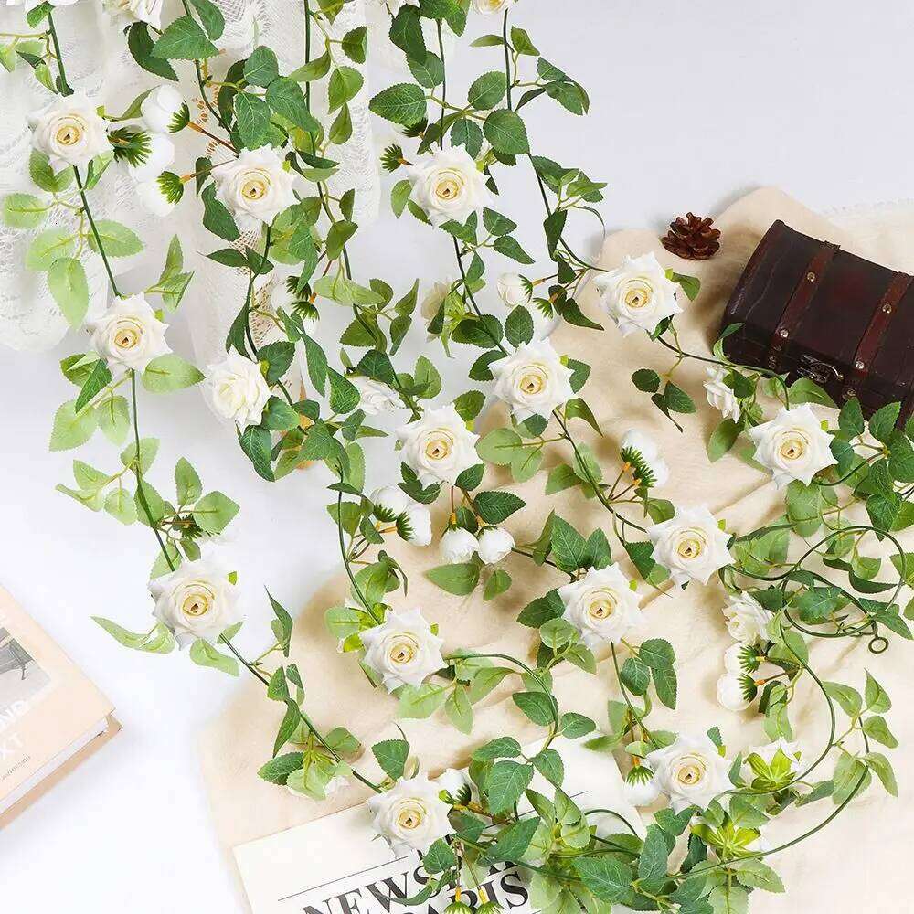 Multicolor Artificial Rose Flower Vine Silk Petal Ornament Wall Hanging Garland Photo Props DIY Accessories Y260130