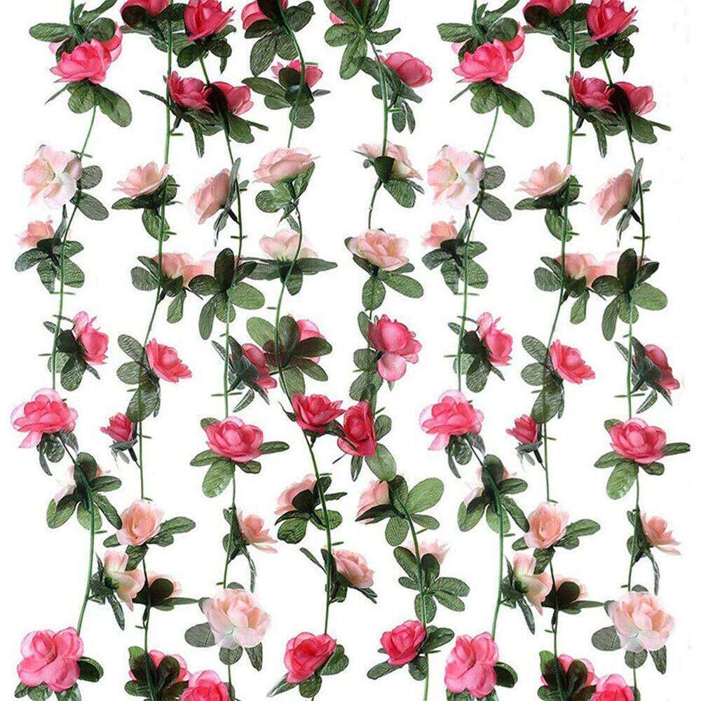 Hanging Floral Arrangement of Artificial Pink Roses in a Decorative Vine Style Suitable for Weddings or Parties 2 5m Long Y260130