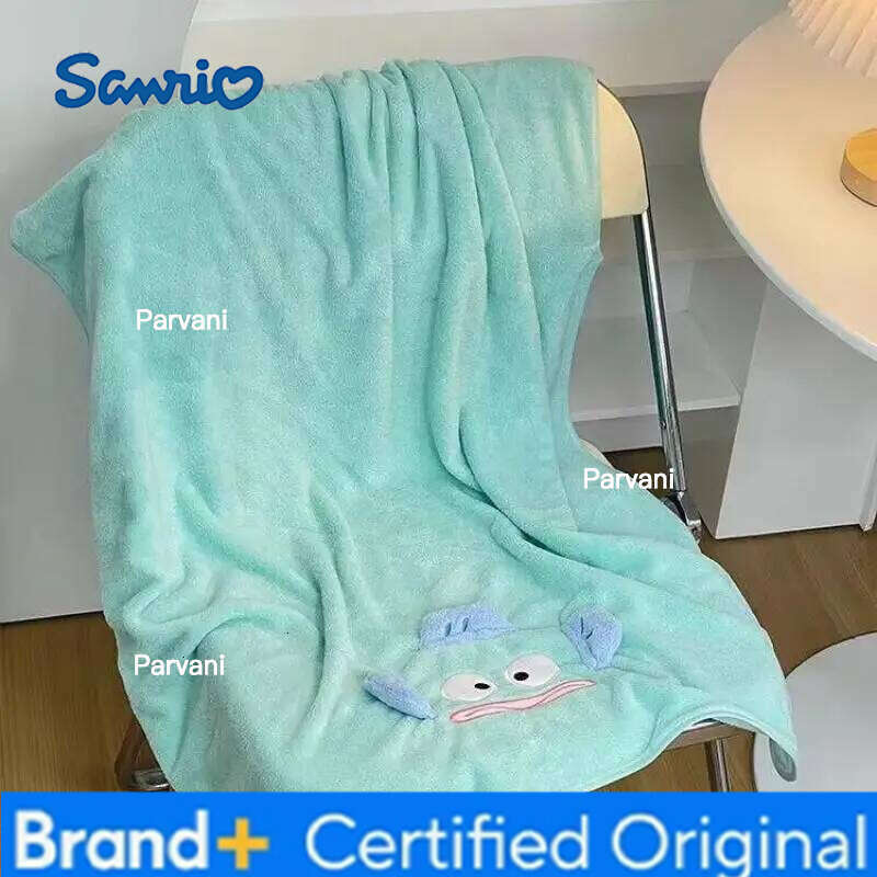 Sanrio Anime Hangyodon Women's Coral Velvet Cartoon Hair-Drying Cap Girl Kawaii Bath Skirt Cute Towel Home Toiletries Gift H260130