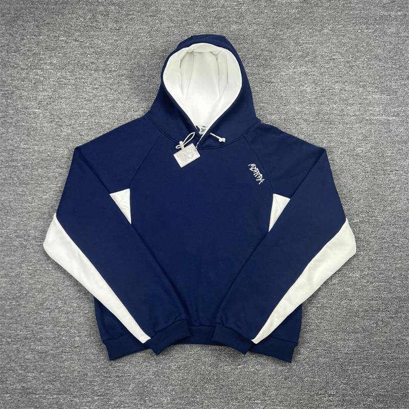 Men's Hoodies Navy Blue Set Embroidered Patchwork Pullover Men Women Quality Hoodie
