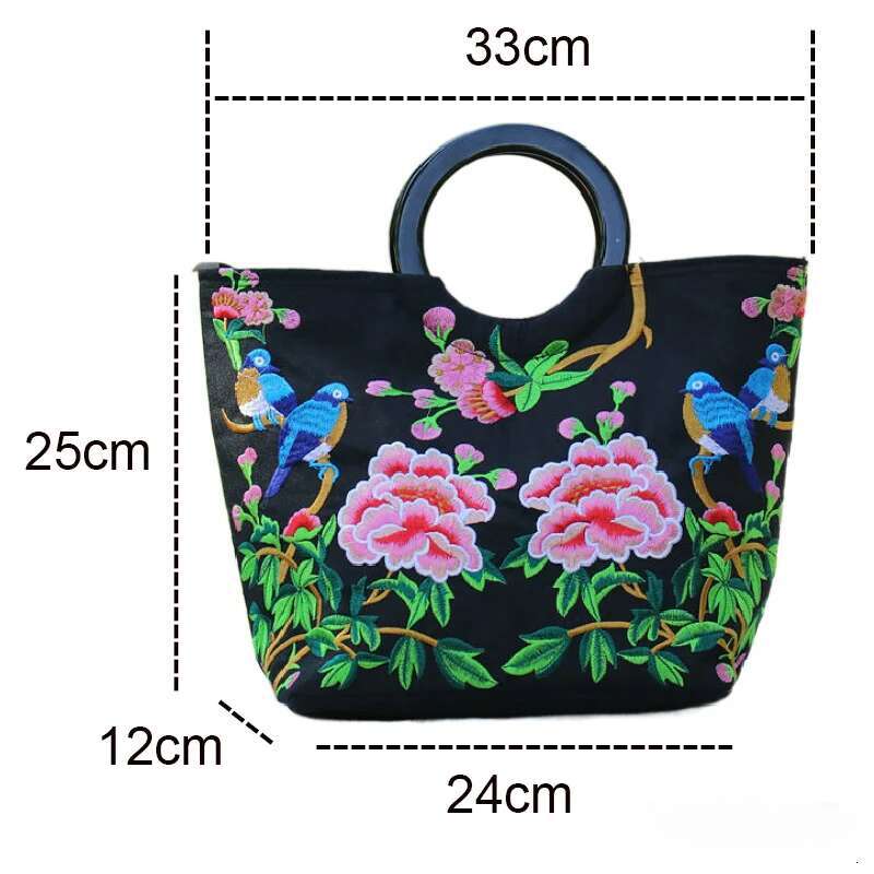 Women S Ethnic Embroidery Top Handle Bag Portable Canvas Floral Cloth Carrying Bags Chinese National Style KABAHEBINGJUE