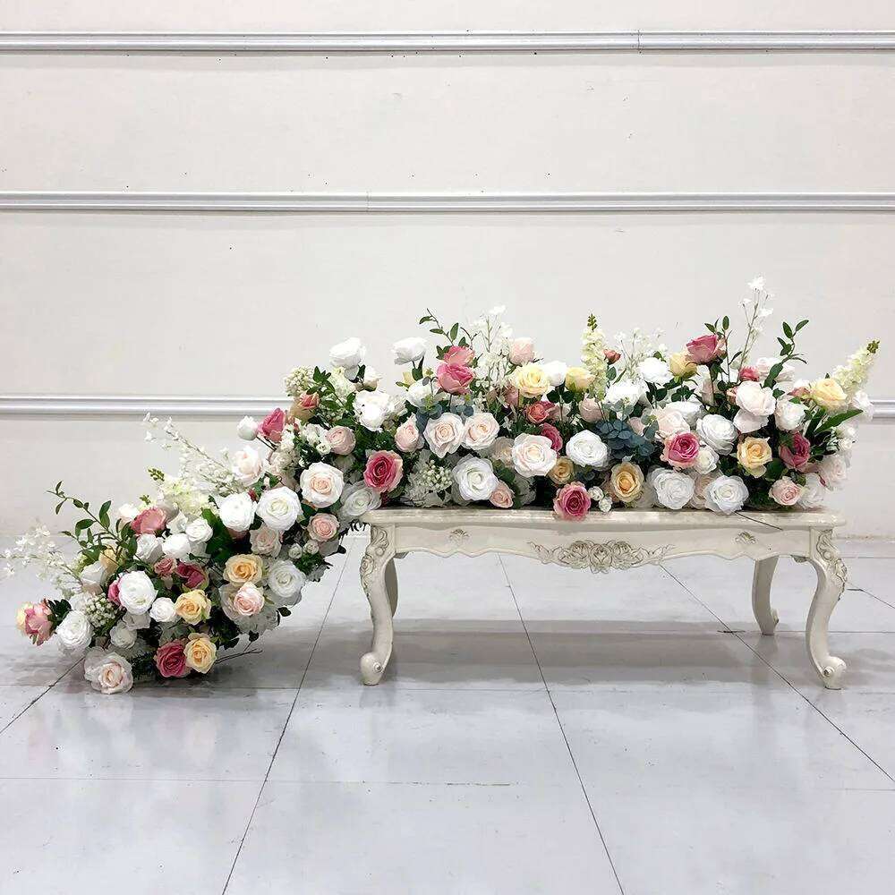 5D Luxury Artificial Flowers Wedding Decoration Table Long Runner Flower Row Floral Backdrop Arrangement Wall Arch Decor props Y260130