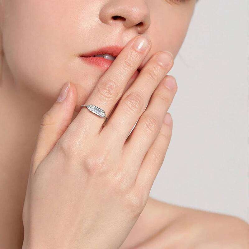 OEVAS Elegant Minimalist Full Moissanite Rings for Women S925 Sterling Silver Wedding Band Fine Jewelry Gift XJ260130