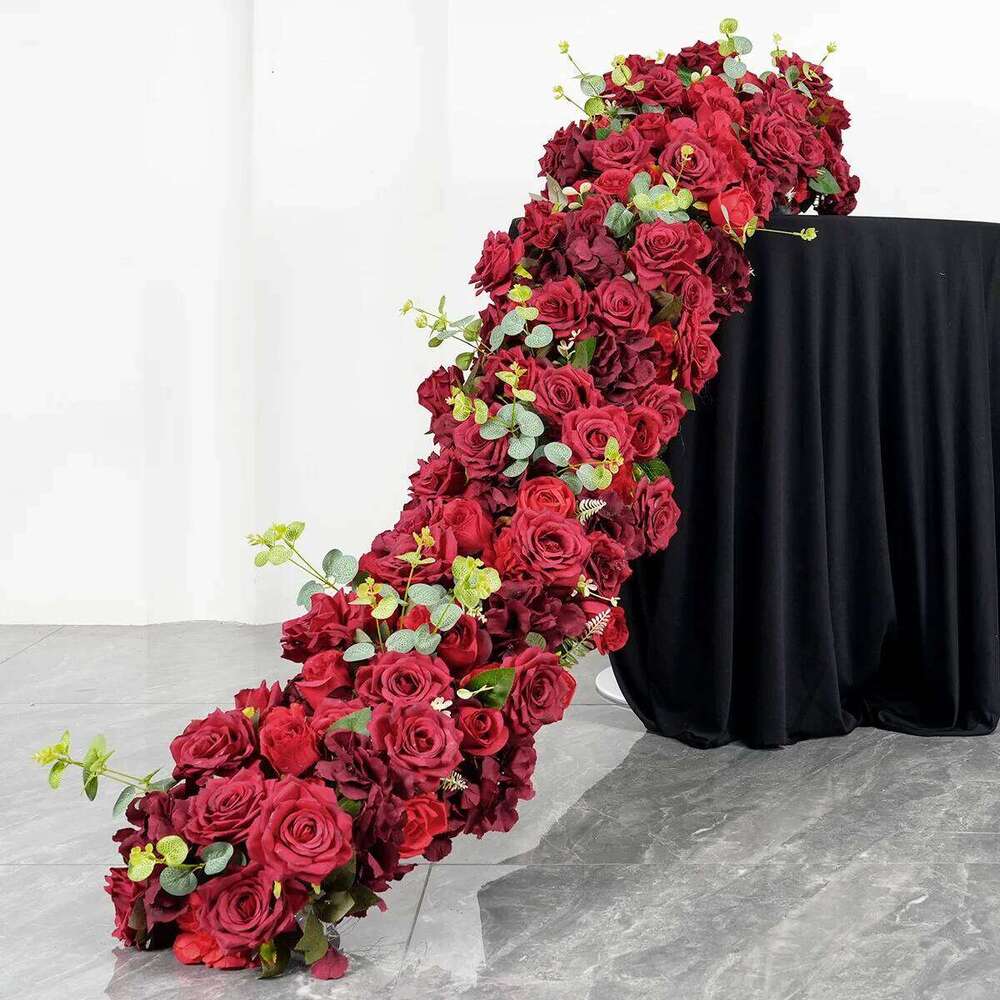 5D Luxury Artificial Flowers Wedding Decoration Table Long Runner Flower Row Floral Backdrop Arrangement Wall Arch Decor props Y260130