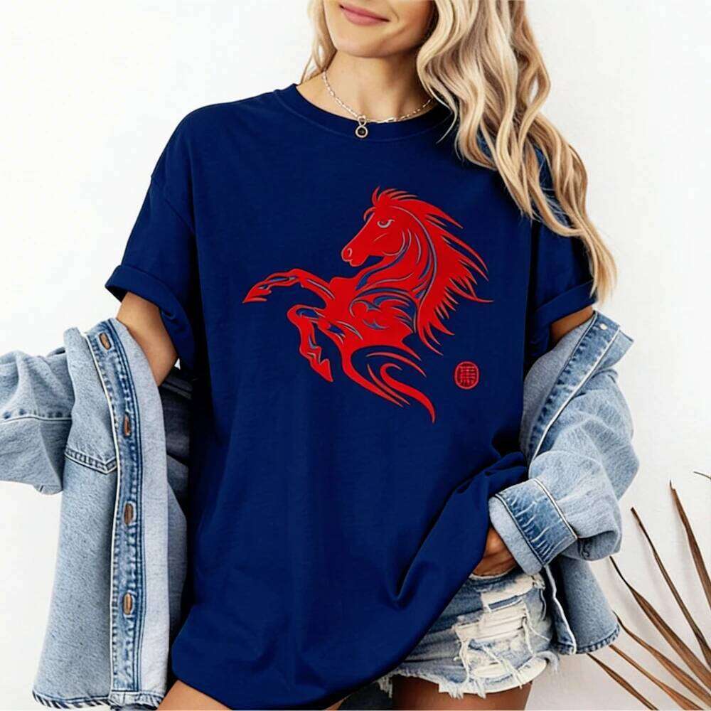 Chinese Shirt Zodiac T Lunar Festival Tee of The Horse TShirt Happy New Year Men Women Tops luanyun