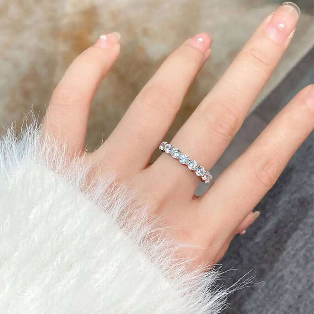 TY 2-5mm Full Moissanite For Women Sparkling Wedding Eternity Bands 100% S925 Sterling Silver Jewelry Classic Ring D VVS1 XJ260130