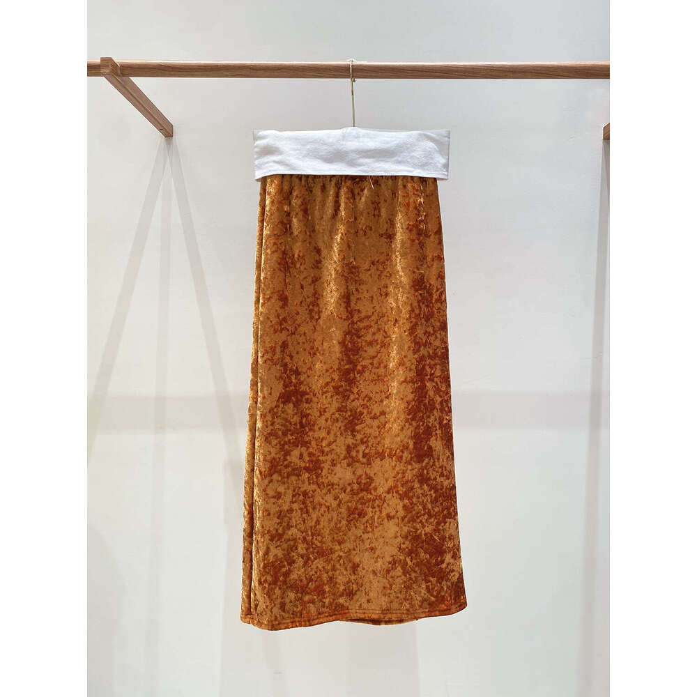 Zhihetang New Chinese National Style Diamond Velvet Half Winter Fleece Lined Thickened Split Straight Skirt LEEGO LENS