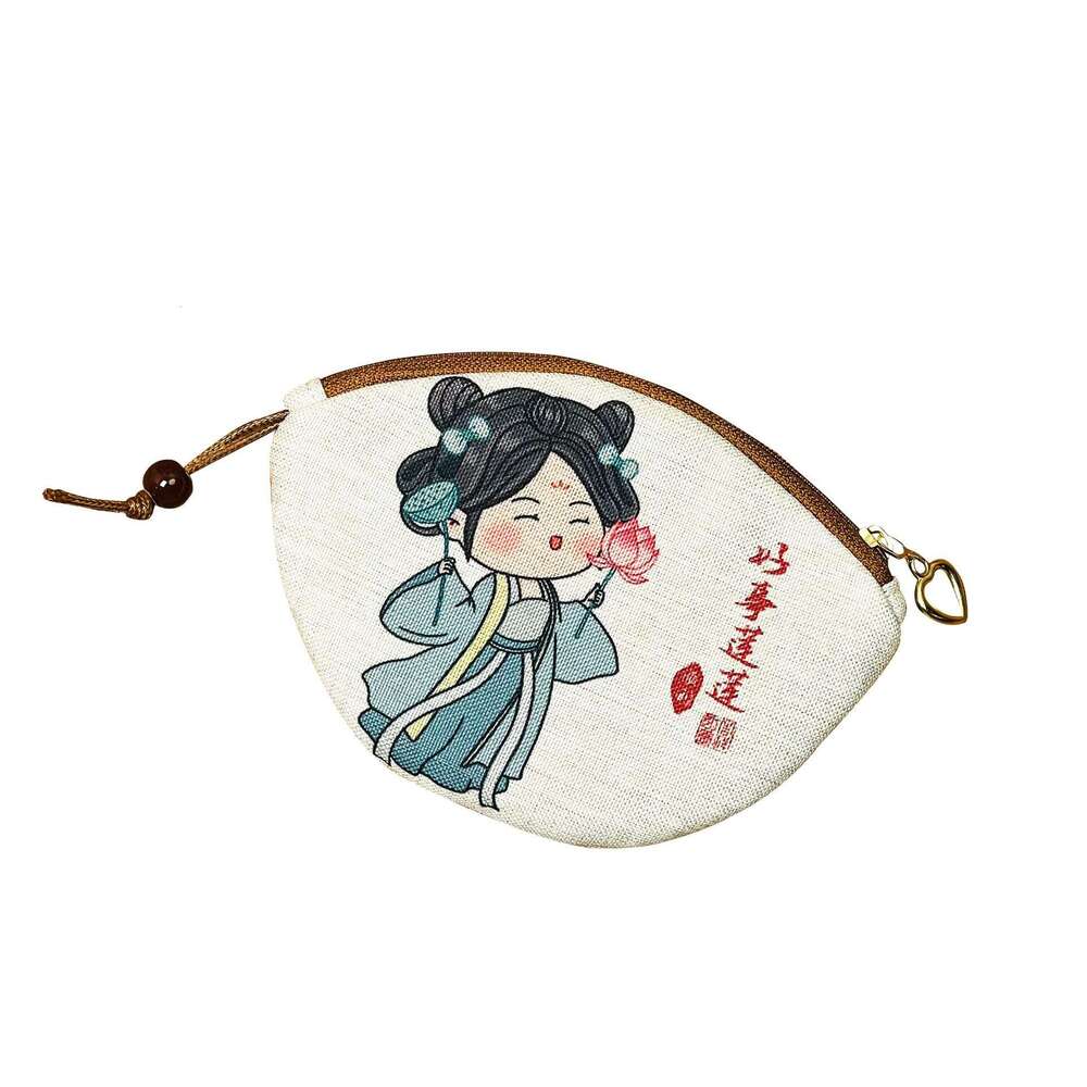 Hot-Selling Digital Print Coin Purse Pull-Out Mini Bag Chinese Style Handmade Fabric Cartoon Card Holder MASA