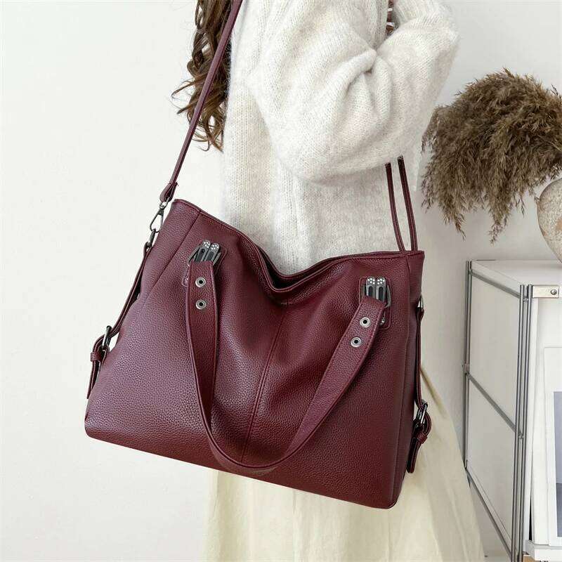 Large Capacity Women PU Leather Handbags Tote Messenger Casual Female Zipper Shoulder Bags Fashion Ladies Big Crossbody Bag Z260130