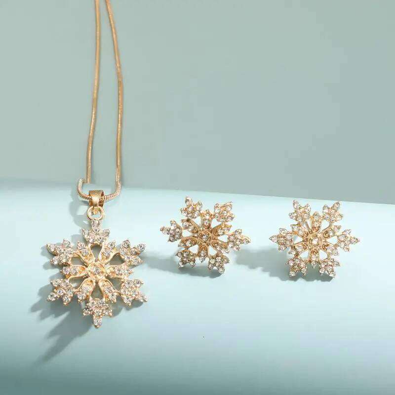 New Set Of Jewellery Temperament Simple Full Diamond Necklace Snowflake Earrings Valentine's Day Gift 2025