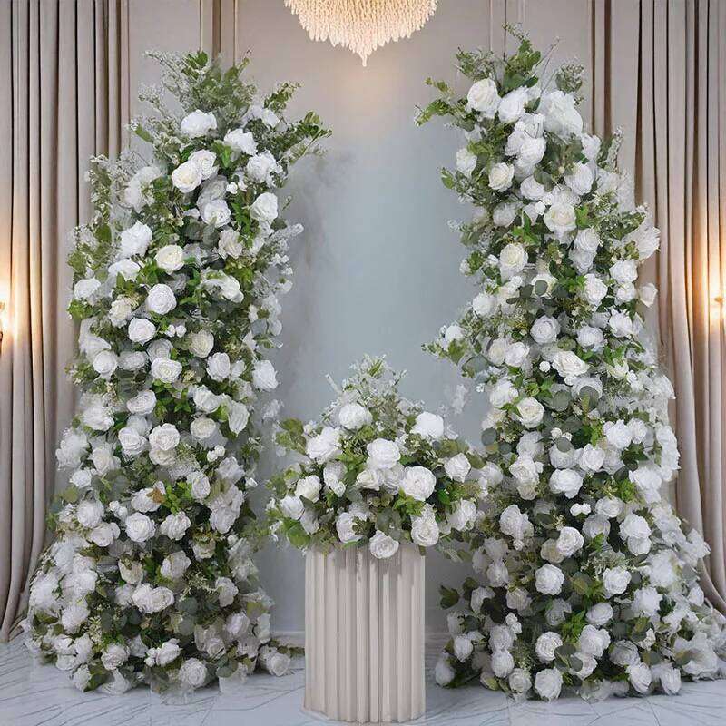 230CM Artificial Green Plants Rose Horn Arrangement Outdoor Wedding Apple Leaves Silk Flower Arch Decoration W260130