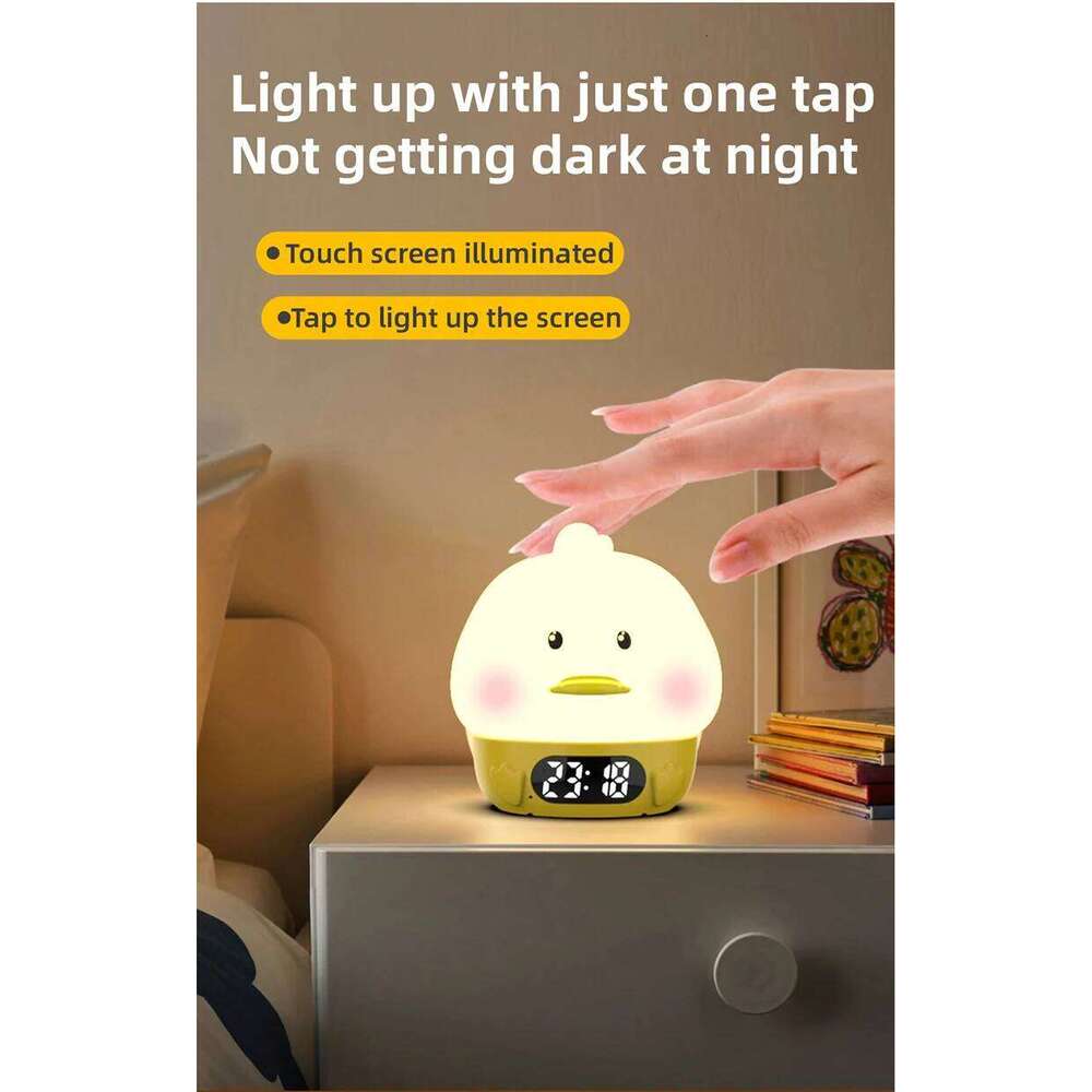 duck Night Light Digital Alarm For Kids Bedside Table Clock With Timer Temperature Display Snooze Cute Room Decor Gift W260130
