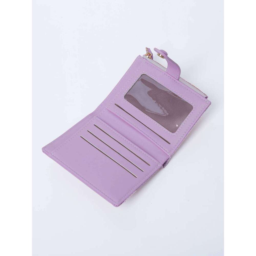 Stylish Mini Women's Wallet / Premium PU Leather Bi-fold Holder Minimalist Solid Color Portable Zippered Coin Purse Z260130