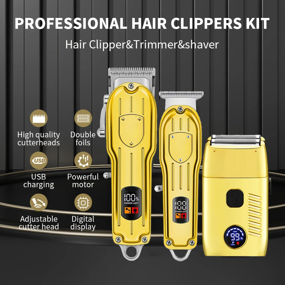 Professional Hair Clippers Electric Razor Shavers Men Rechargeable Clippers and Trimmers Beard Trimmer Barber Kit 260129
