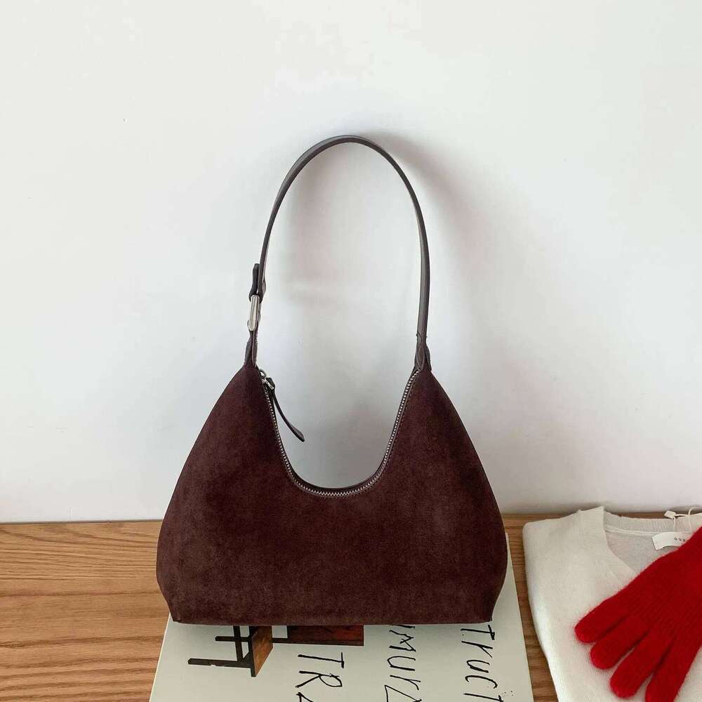 Winter Luxury Women Handbags Faux Suede Half-moon Underarm Bag for Lady Fashion Trend Shoulder Bags Fake fur big totes Z260130