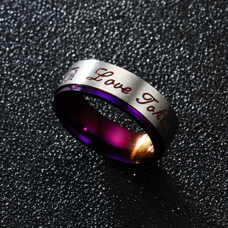 Fashion Couple New Color Purple LOVE Diamond-Studded Rings Factory Direct Sale Large Volume Discount