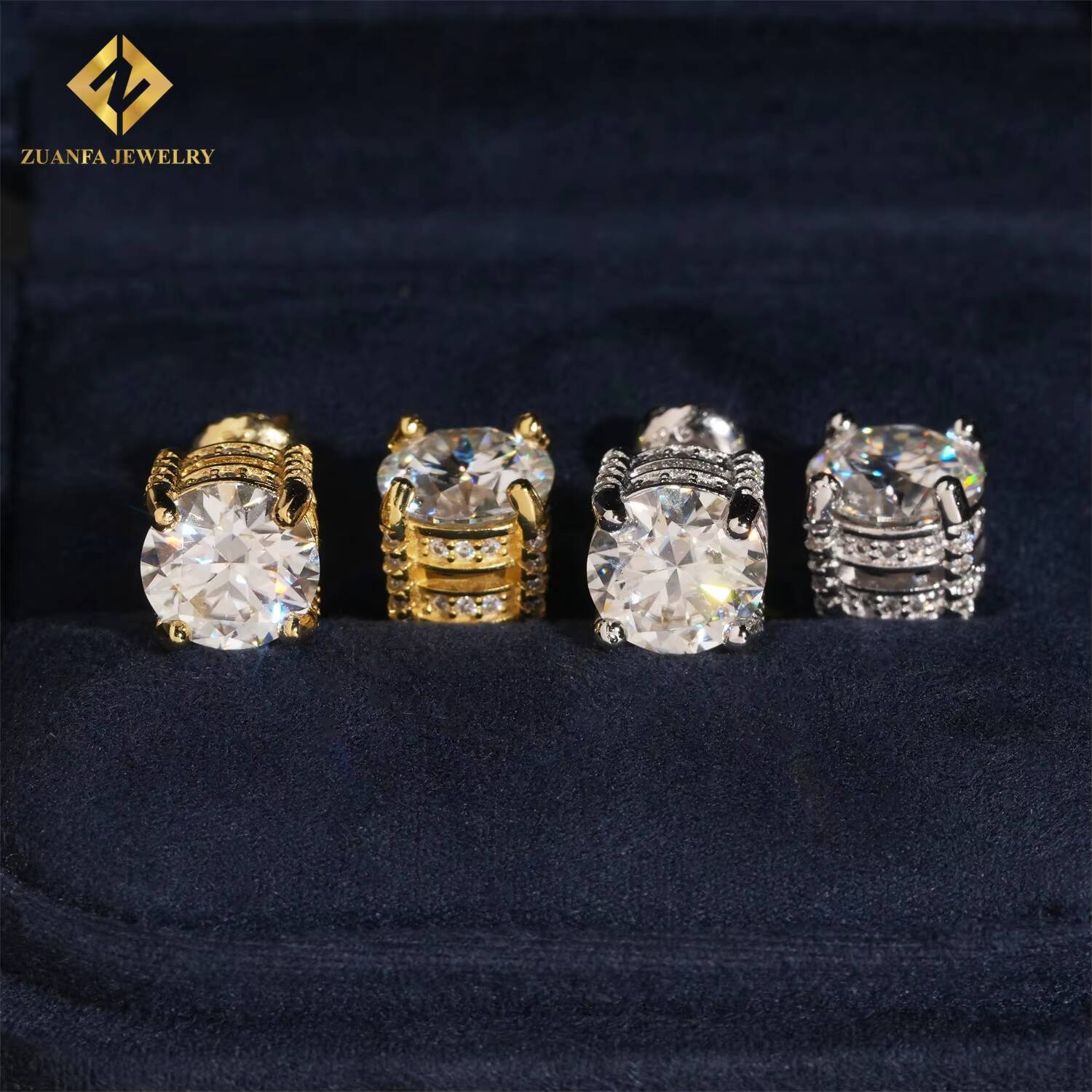 2Ct Round Brillianit Cut Screw Back Hip Hop Earring 925 Sterling Silver VVS Moissanite Iced Out Stud Earrings ReaDY Shipping