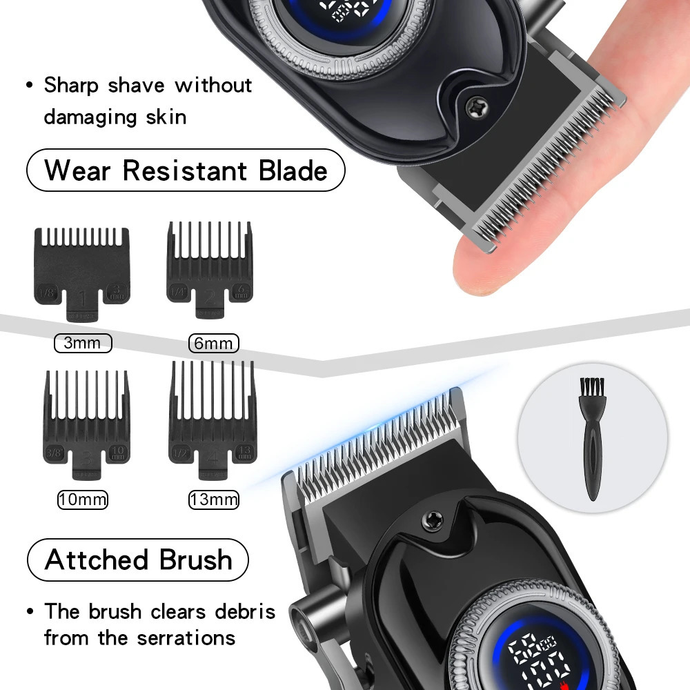 Hair cutting machine professional beard shaving machine hair clippers trimmer electric razor Shaver for man 3 set gift 260129