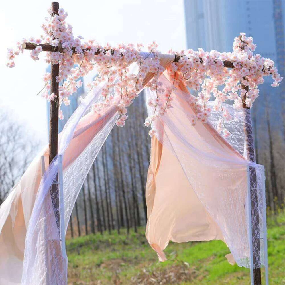 180cm Artificial Sakura Flowers Vine Wedding Party Home Decor Outdoor Garden Rose Arch Silk Scrapbook Background Wall Plants W260130