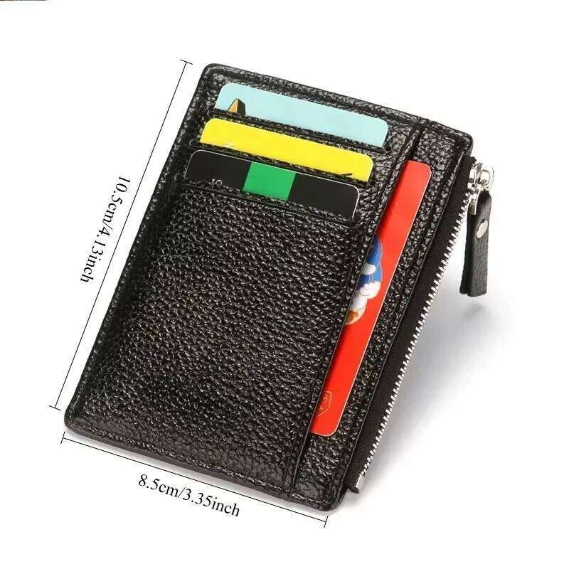 Mini Zipper Card Bag ID Bank Wallet Credit Organizer Portable Small Slim Ultra-thin Short Purse for Men Black Z260130