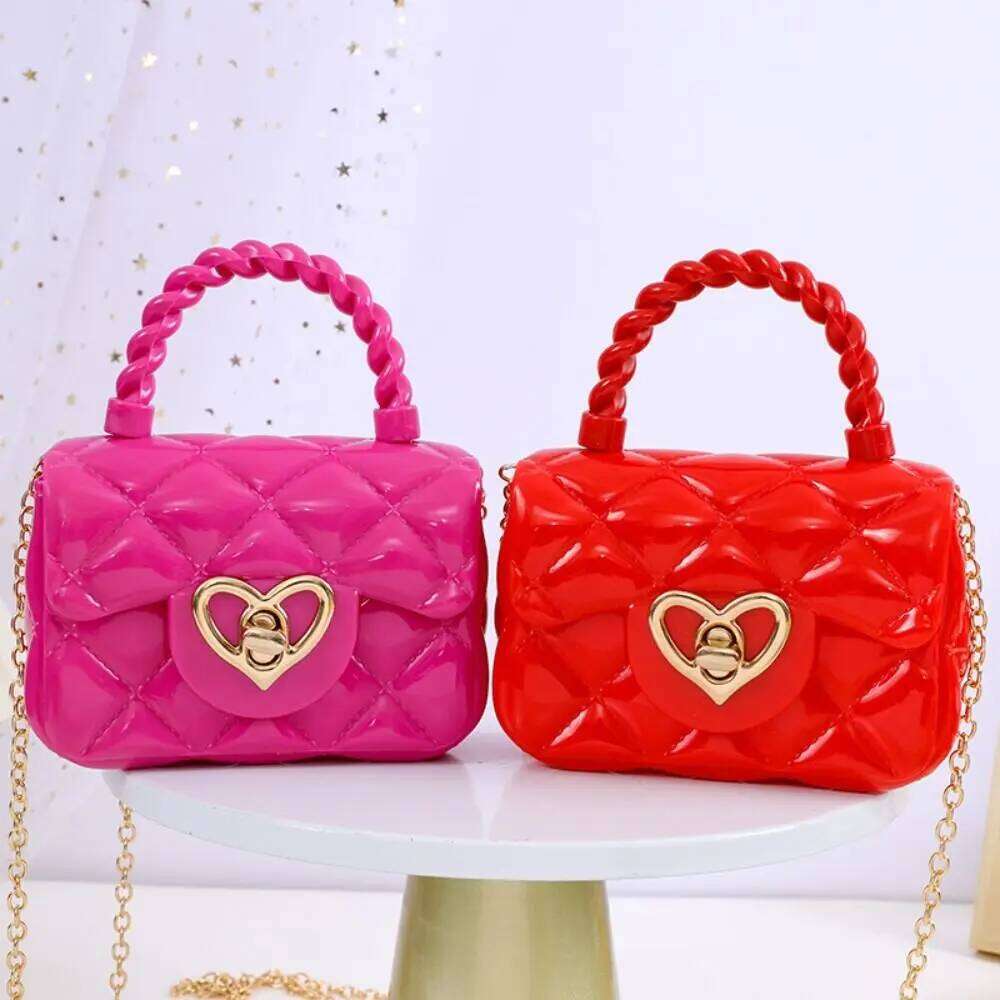 Fashion PU Leather Crossbody Girls Heart Shoulder Bags Children Mini Coin Purses Jelly Bag Kids Handbag Gifts