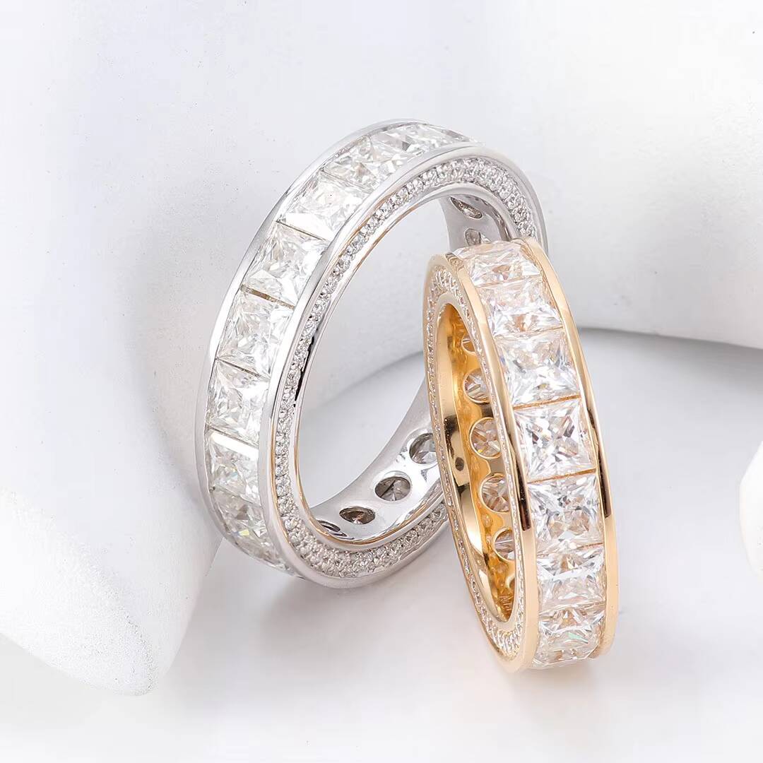 Twinkle Jewelry Dainty Rings 10k Gold and Gold Princess Cut Moissanite Ring Minimalist Design for Couple Wedding Rings Set