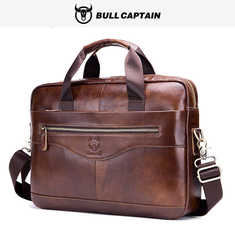 Luxury Hobo Captain Leather Laptop briefcase Men's leather shoulder crossbody bag Head layer cowhide Business and official bag SENYY