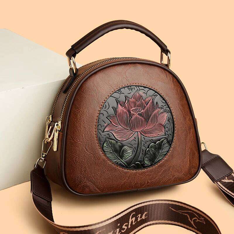 Vintage Handbag Shoulder Luxurious Designer Round Bag High Quality Gift Embossed Printed Crossbody Purse For New Women KABAHEBINGJUE