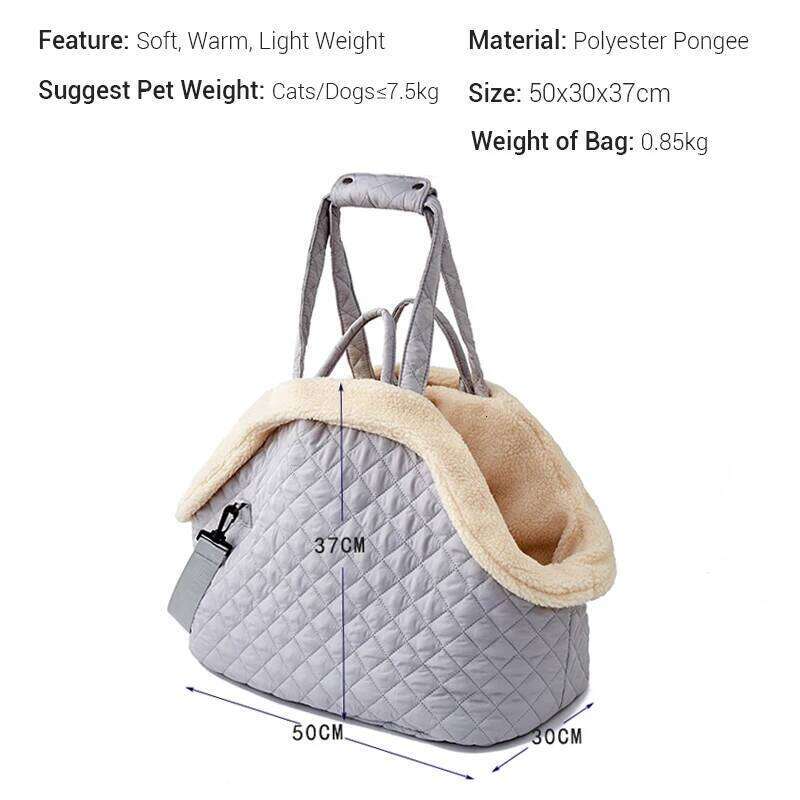 Pet for Cat or Small Dogs Fashion Quilted Bags Big Capacity Light Weight Soft Warm Dog Carrier with Removable Lining 26H0130