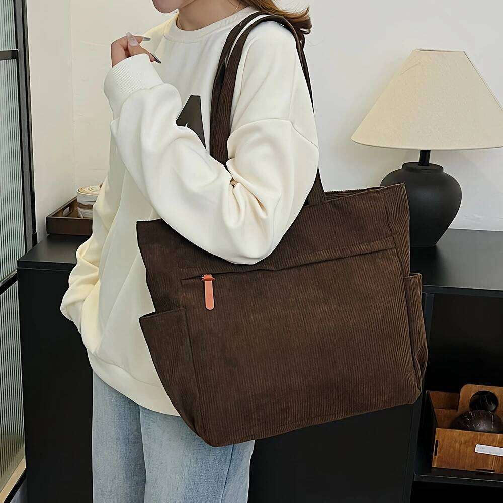 Fleece Canvas Autumn and Winter New Versatile Large Capacity Student Single Shoulder Commuting Tote Bag Z260130