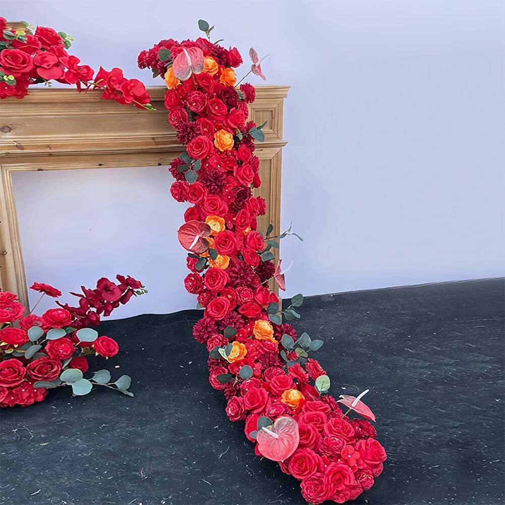 2m Rose Waterfall Flower Row Artificial for Table Centerpiece Wedding Decoration Mix Flowers Backdrop Wall Arches Decor Y260130