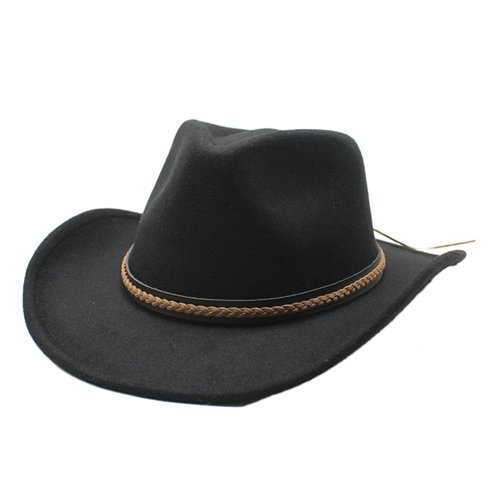 Cowgirl Hats for Women Men Retro Classic Cowgirl Hats Wide Brim Felt Hats with Decorative Band 260120