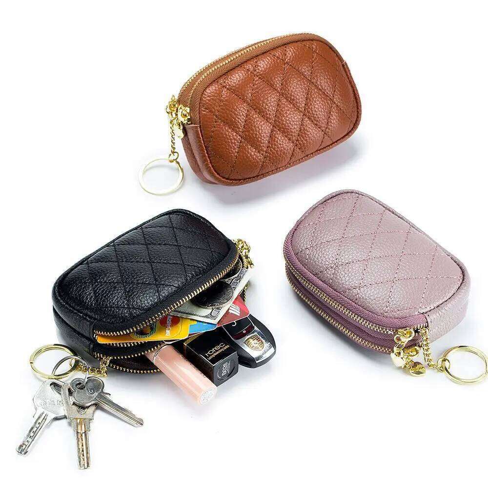 New Brand Coin Purse Key Ring Pendant Storage Bag Double Zipper Large Capacity Multi-card Slots Card Holder For Women Girls Z260130