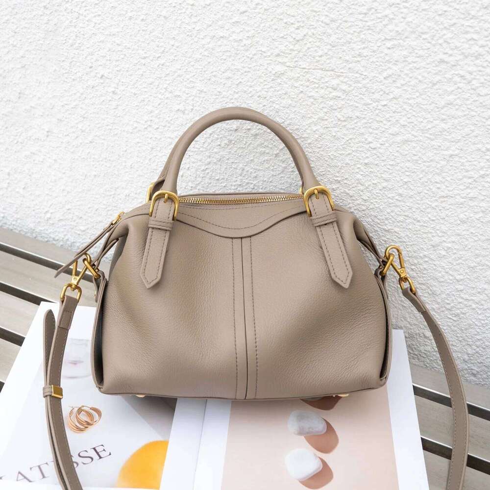 Genuine Grade Leather Women's Shoulder Crossbody Luxury Designer Brand Soft Cowhide Female Handbag High Quality Bowling Bag