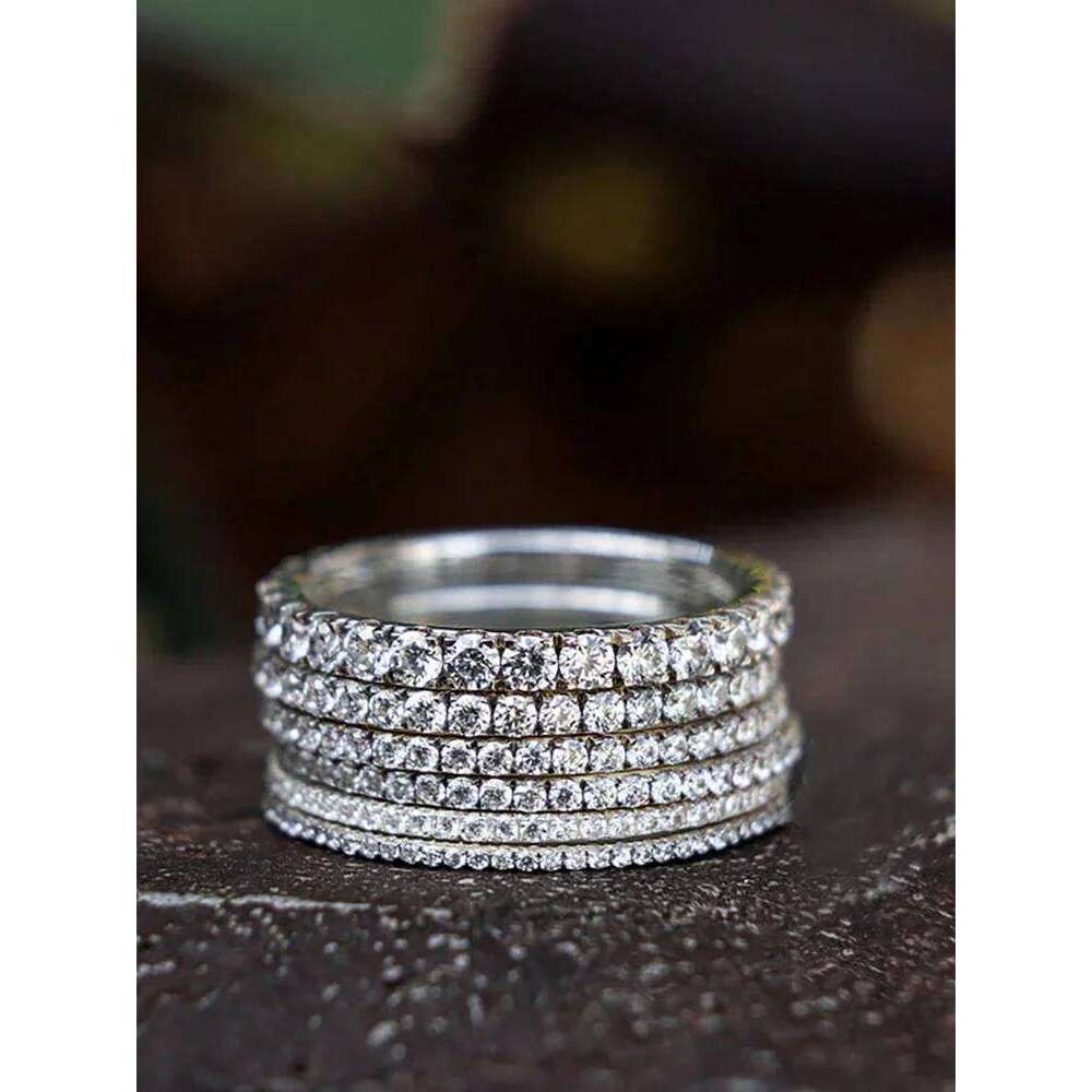 925 Sterling Silver 1.4MM 1.6MM 1.8MM Full Zircon Fashionable Ring For Women Engagement Wedding Luxury High Quality Fine Jewelry XJ260130