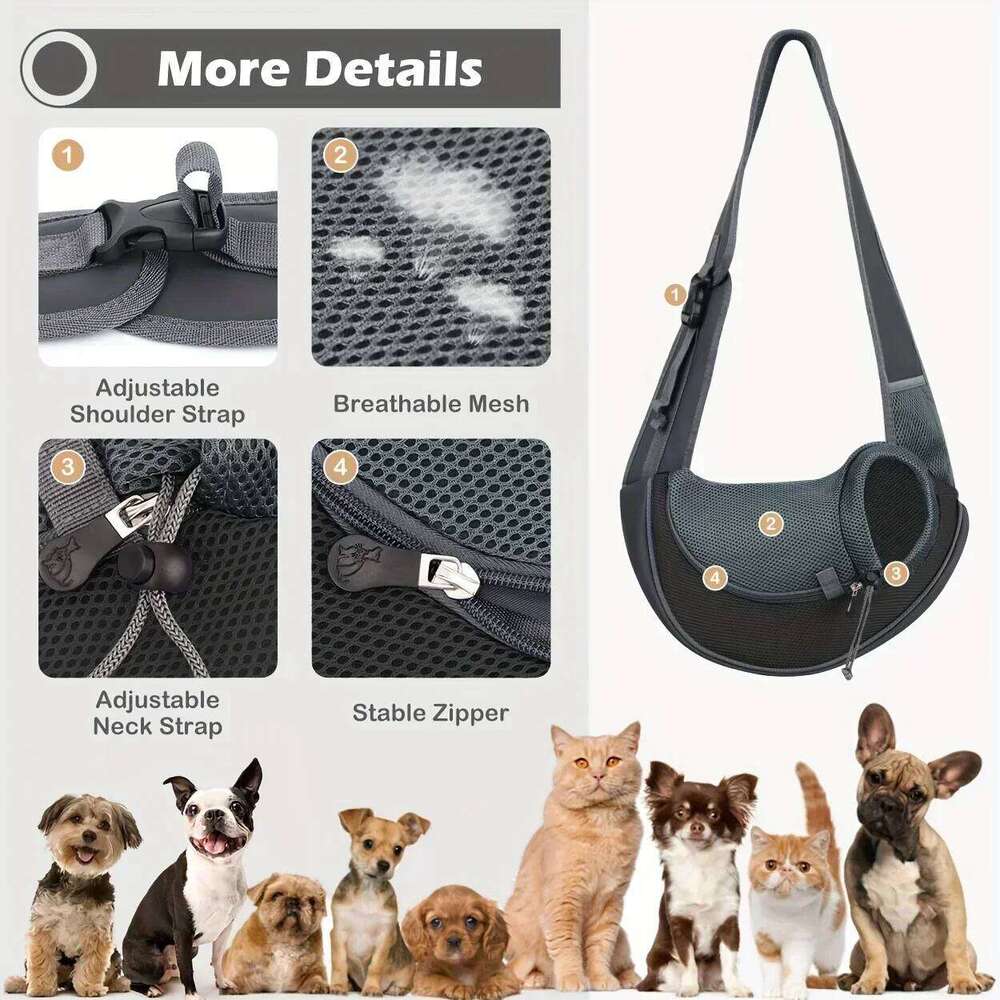 Breathable Pet Backpack, Cat and Dog Travel, Portable Diagonal Cross Bag with Shoulder Strap Suitable for Travel 26H0129