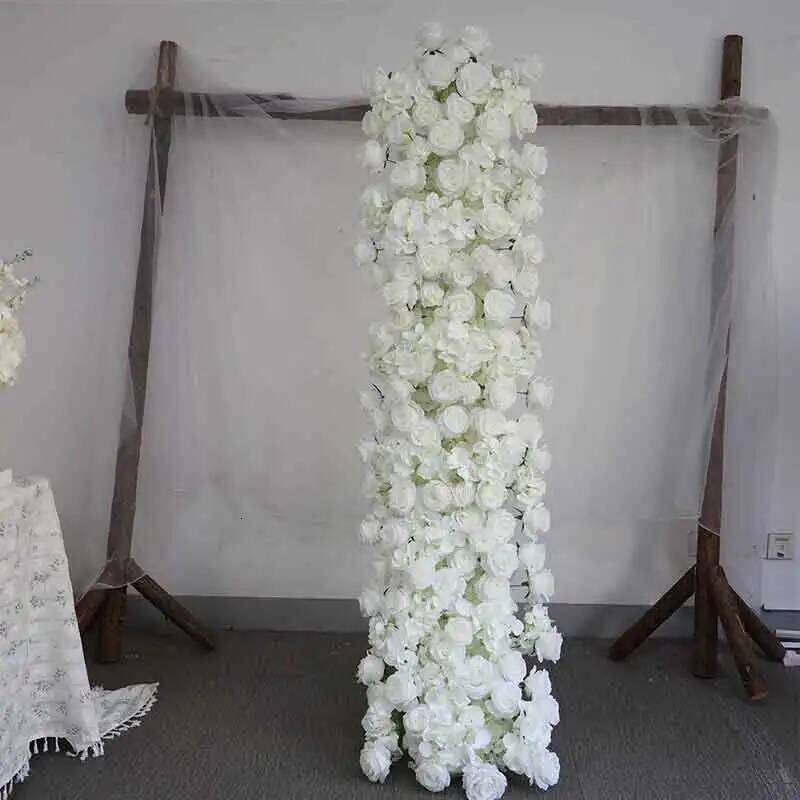 50CM/2M White Large Flower Row Artificial Table Centerpiece for Event Wedding Road Lead Floral Arrangement Bouquet Decor W260130