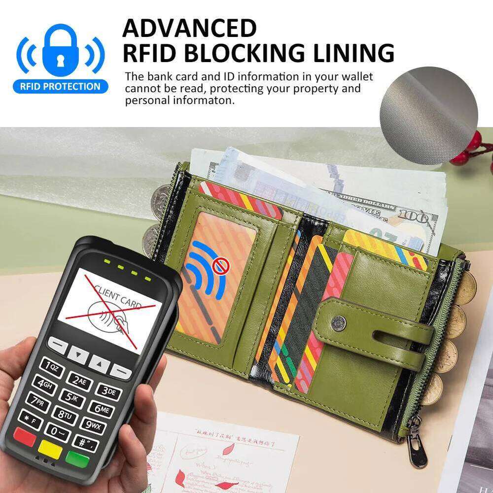 HUMERPAUL Top Layer Leather Women Wallets RFID Blocking Credit Card Holder Fashion Ladies Versatile Coin Purse Money Clip Z260130