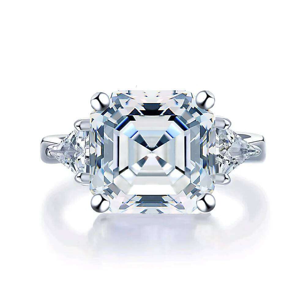 5CT D Color 10x10mm Square Asscher Cut Moissanite Ring in S925 Silver for Women | Luxury Banquet Jewelry XJ260130
