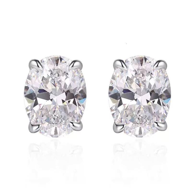 1ct Lab Grown Oval Diamond DE VS 18k White Gold Studs Earrings Elegant Christmas Gift Four-prong Earrings